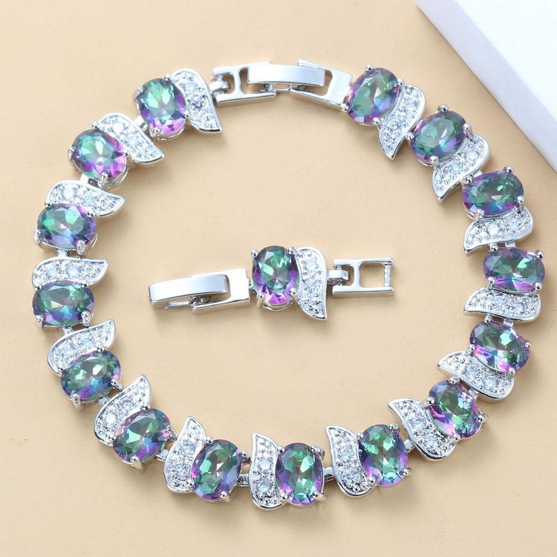 Qualità   Bracciale a Maglia di Catena Overlay Bangle Lunghezza Regolabile 18+3 Cm Gioielli da Donna per Matrimonio con Pietra Blu