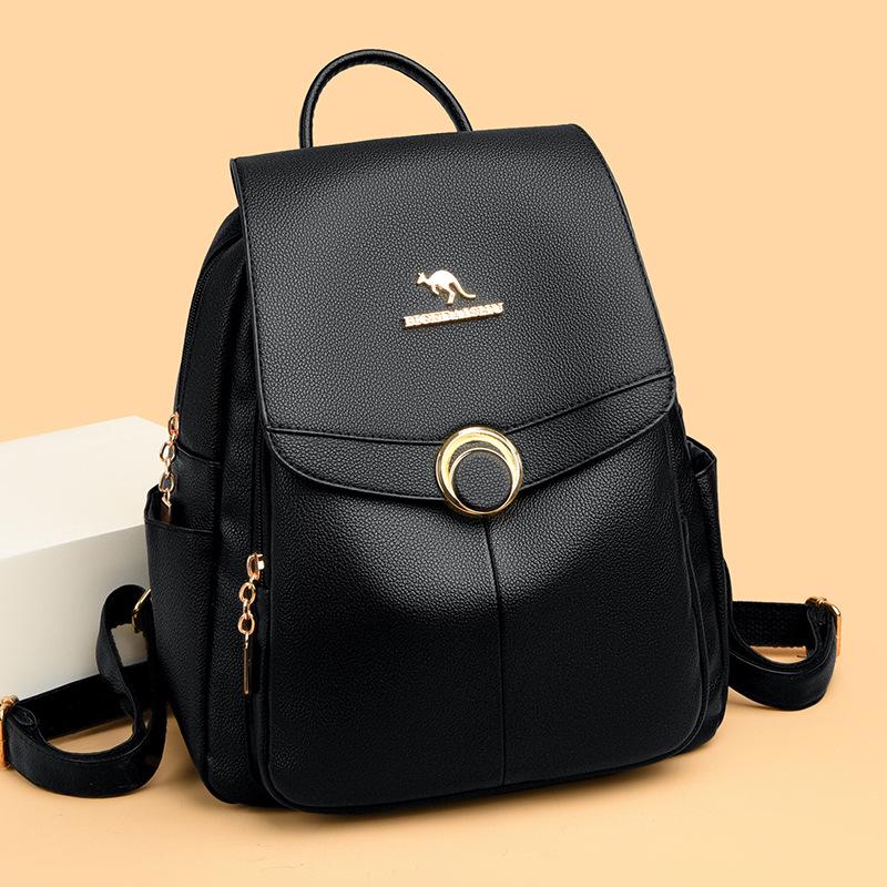 Stylish 2024 Korean Soft Leather Backpack: Versatile, Large-Capacity Travel & School Bag for Women.