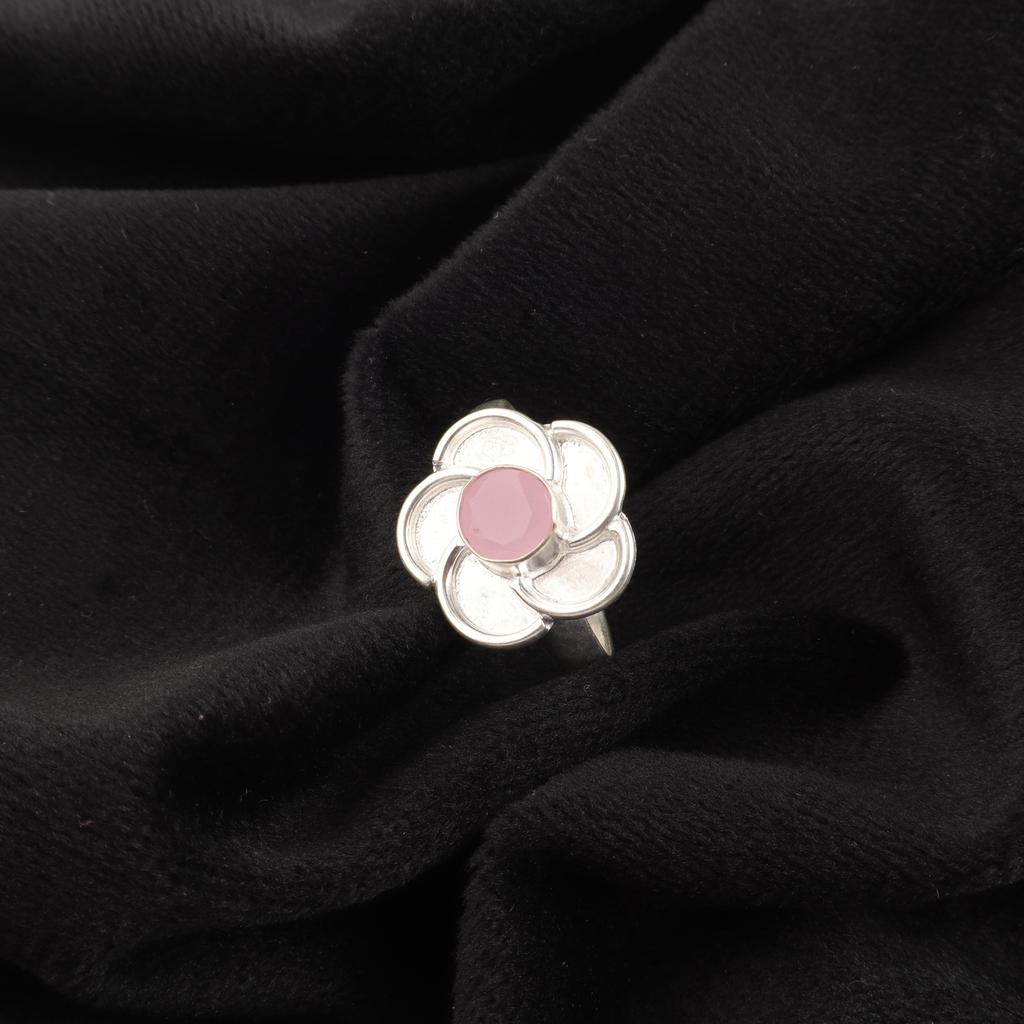 Rose Chalcedony Gemstone Jewelry, 925 Sterling Silver Jewelry, Handmade Ring, Adorable Jewelry For Wedding Git