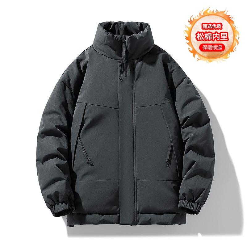 Padded-on Men s Coat Autumn and Winter New Trendy Thickened Jacket Men s Removable Hat Winter Jacket Men s Padded Jacket S темно-серого
