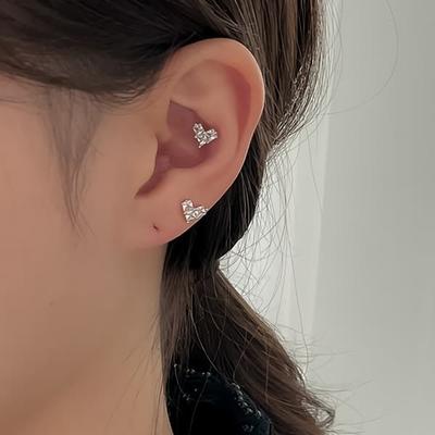 Women's Brun Cubic Heart Piercing Inner Conch Earrings
