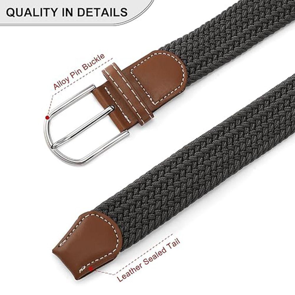 Multicolored Elastic Braided Belt No Hole Men's Waistband Durable Stretch Woven Belt  Women
