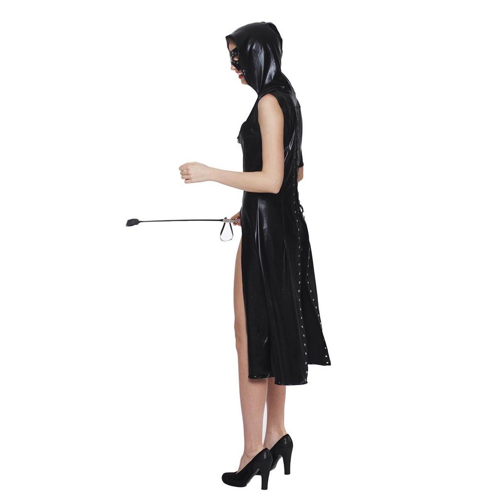 Rubberized Patent Leather Cape Tights & Queen Costume Sexy Lingerie Set