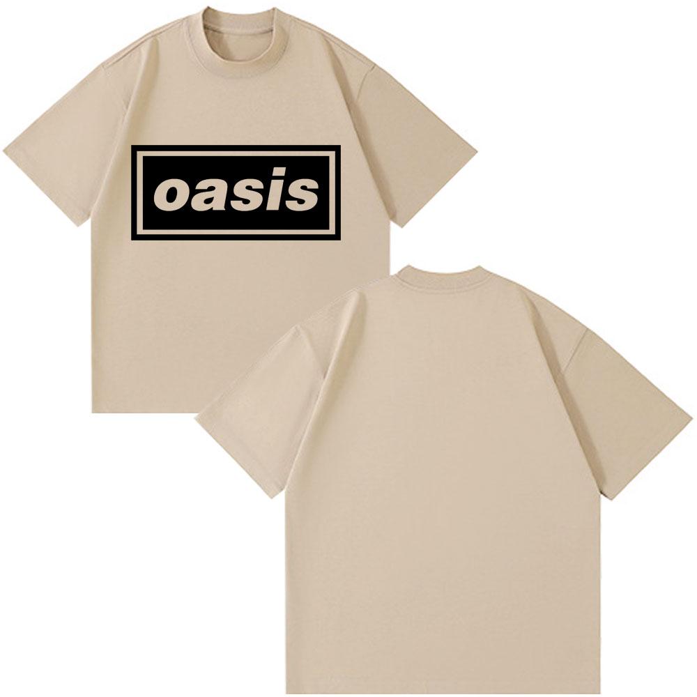 Rock Band O-Oasis Logo Print Vintage Men Women Clothes for Teens  Fashion Clothing Oversized Cotton Oversized Style T-shirts