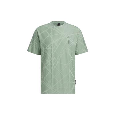 Wuji Graphic T-shirt With All-over Geometric Print Men Tops Silver Gray Green IA8146