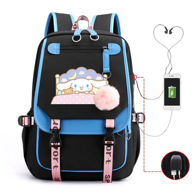 Pies z Dużymi Uszami Plecak Szkolny Męski i Damski Plecak dla Ucznia Szkoły Średniej Gimnazjum Styl College'owy Pasek do Plecaka Plecak Wielofunkcyjny USB