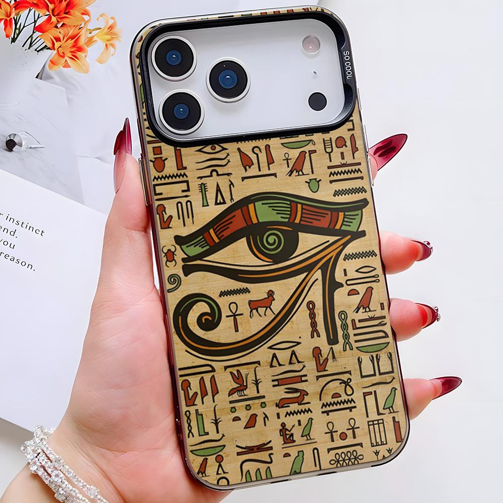 Ancient Egyptian Hieroglyphic Phone Case For IPhone 17 Pro Max 16 Pro Max 15 14 13 11 12 Mini Xs X Xr 7 8 Plus Se Color Silver C