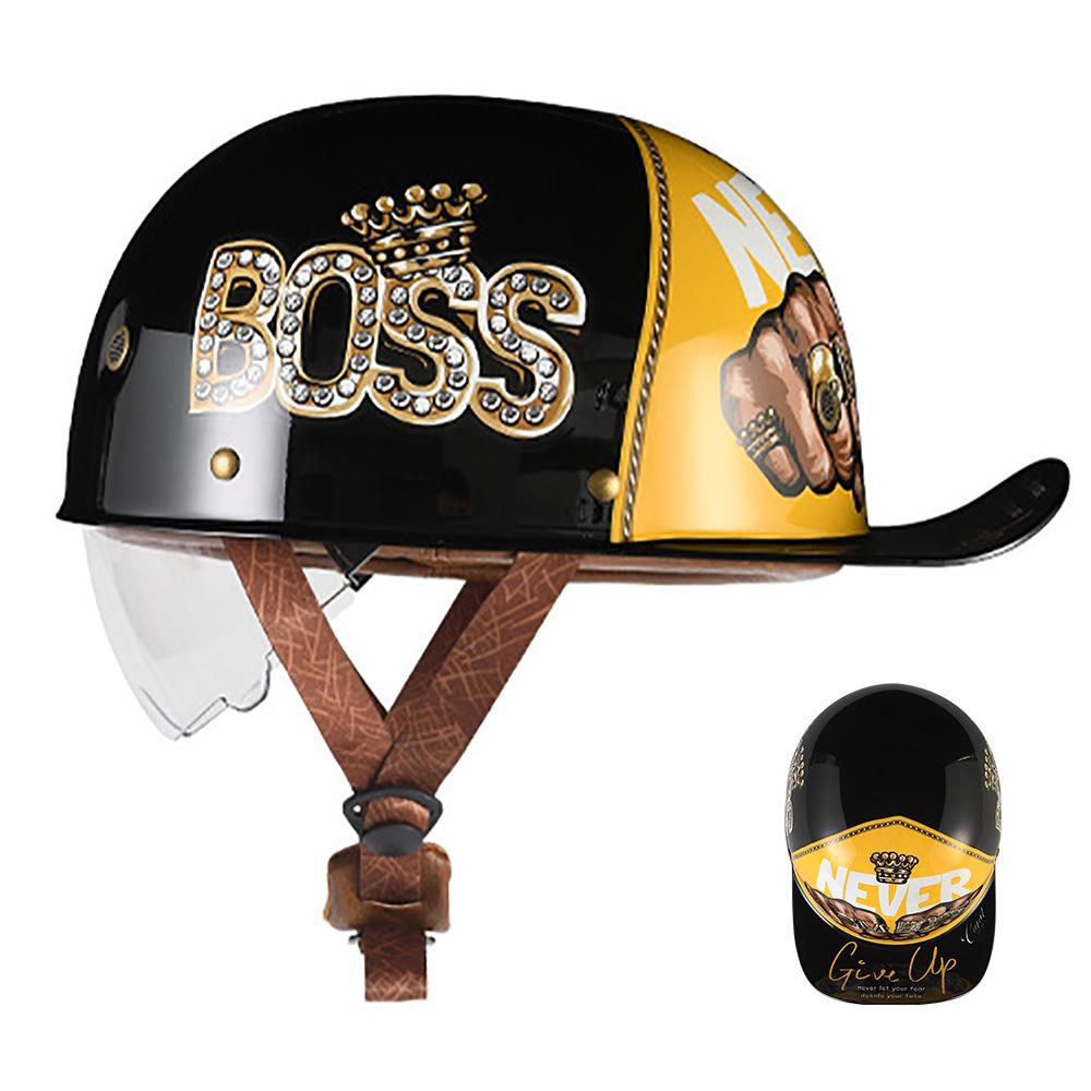 

Мотоциклетный шлем Уличный Ретро Бейсболка Мотошлем С Синими Линзами Полушлем Мужской Женский Мотоциклетный ECE DOT Одобренный XXL