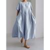 BITCED Fashion Summer Spring Solid Color Print Short Sleeve O-Neck Casual Dresses