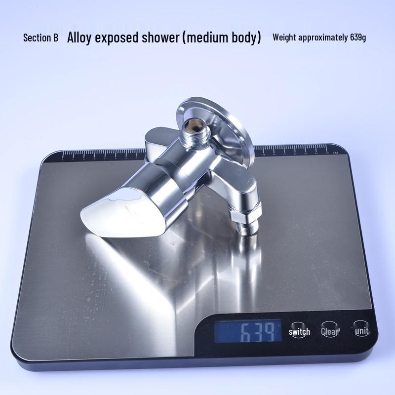 Exposed Shower Faucet with Hot & Cold Water Mixer and Solar Inlet Valve