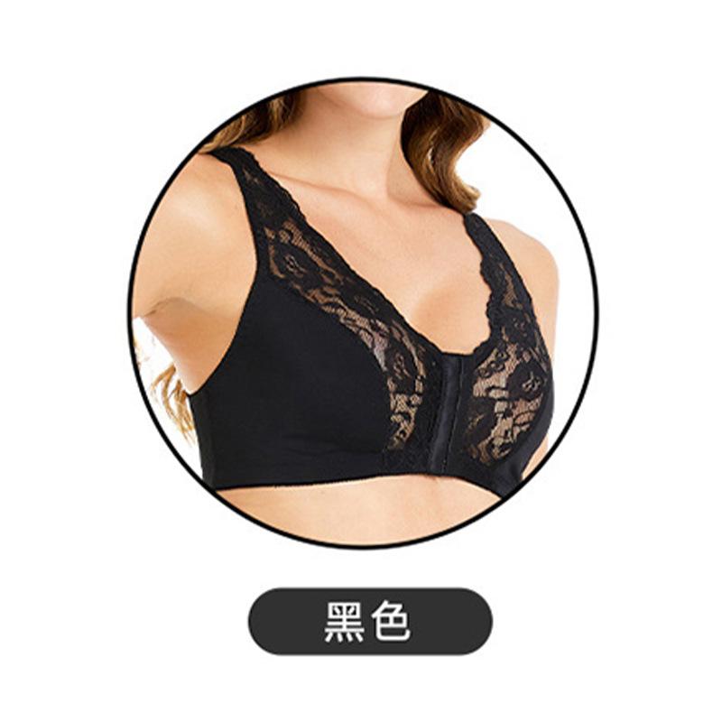 

Wow, summer lace bra, steel-rimless front buckle, light, comfortable and seamless large-size sports underwear. S чёрный