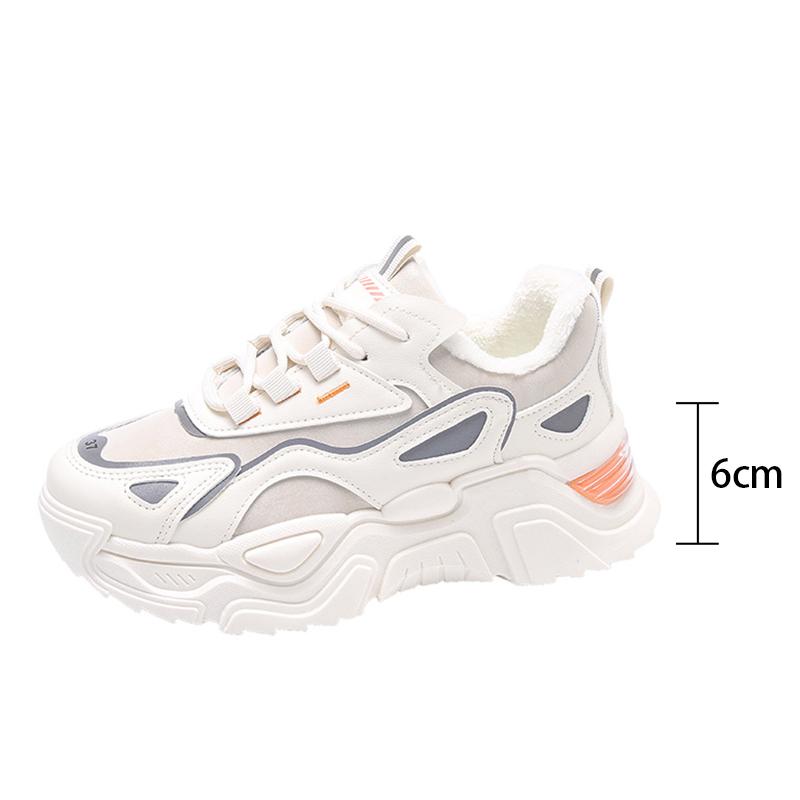 Women Winter Sneakers 2024 Casual Female Platform Increase Lace Up Plus Velvet Thicken Cotton Warm Sports Shoes Zapatos De Mujer