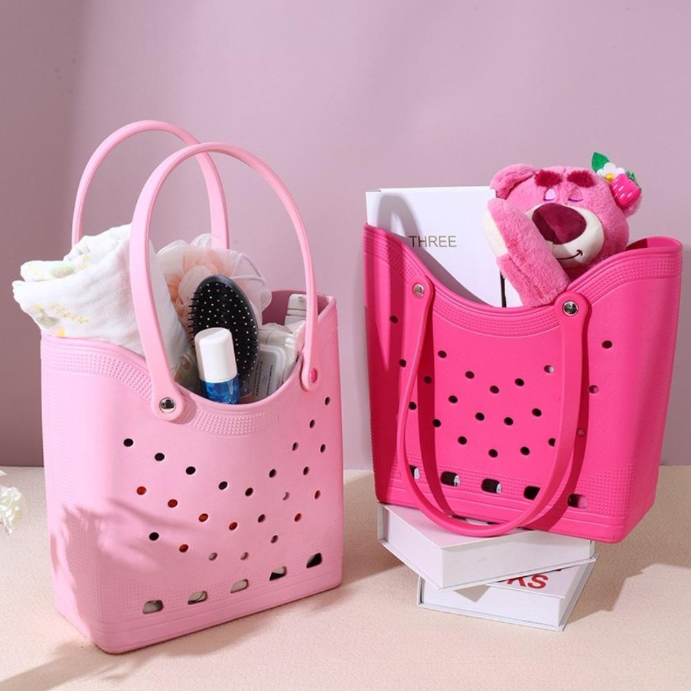 

Basket Women Fashion Handbag Waterproof Outdoor Tote Bag Summer Style Beach Storage Bag Sports рожевий червоний колір