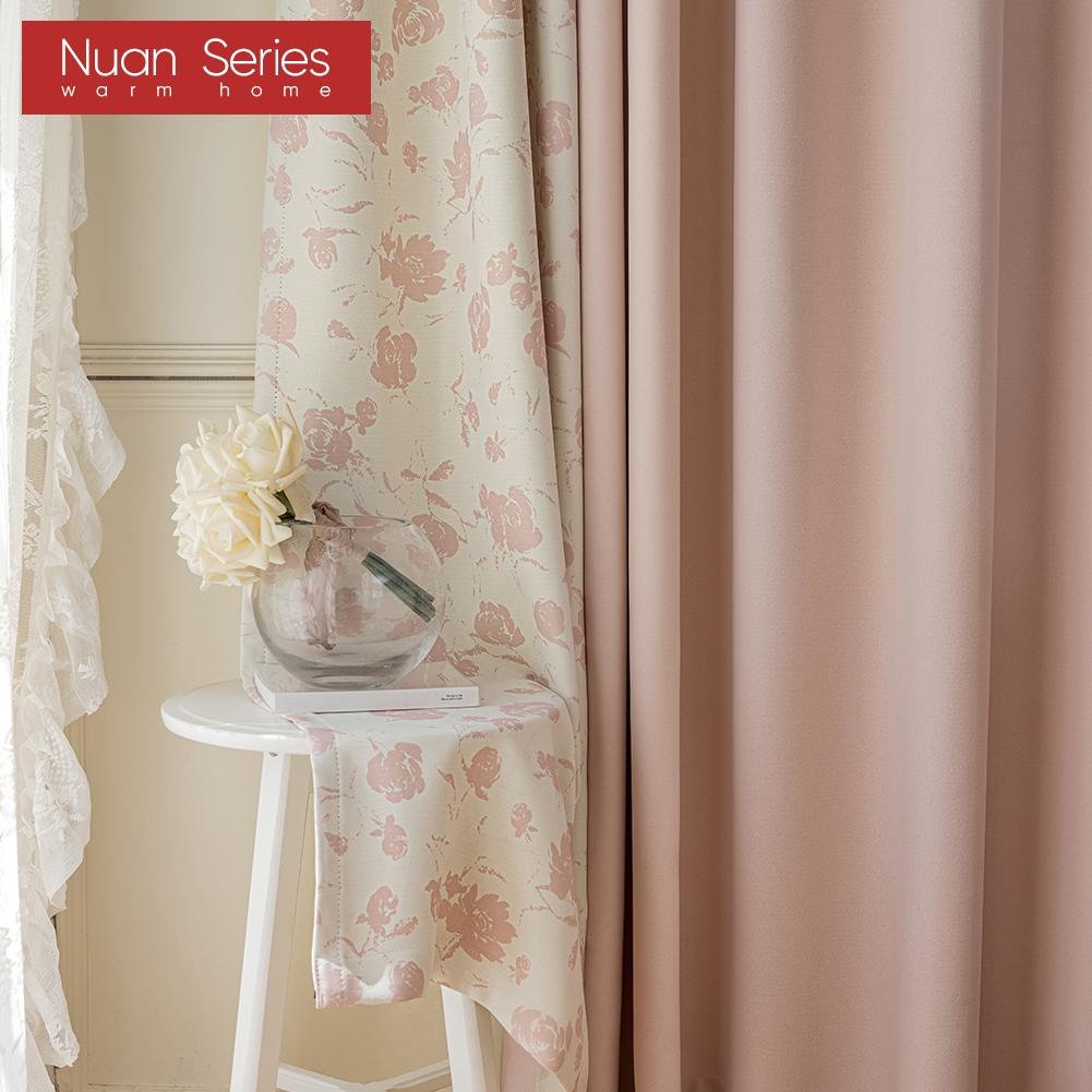 1PC Nuan Series 70-80% Blackout Romantic Rose Print Side Panel Blackout Curtains for Bedroom Living Room Home Decor