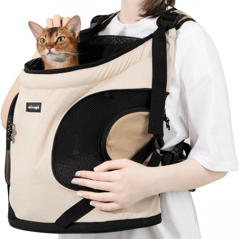 Breathable Canvas Pet Carrier Backpack Cats Small Dogs Adjustable Chest Strap Portable Travel Bag