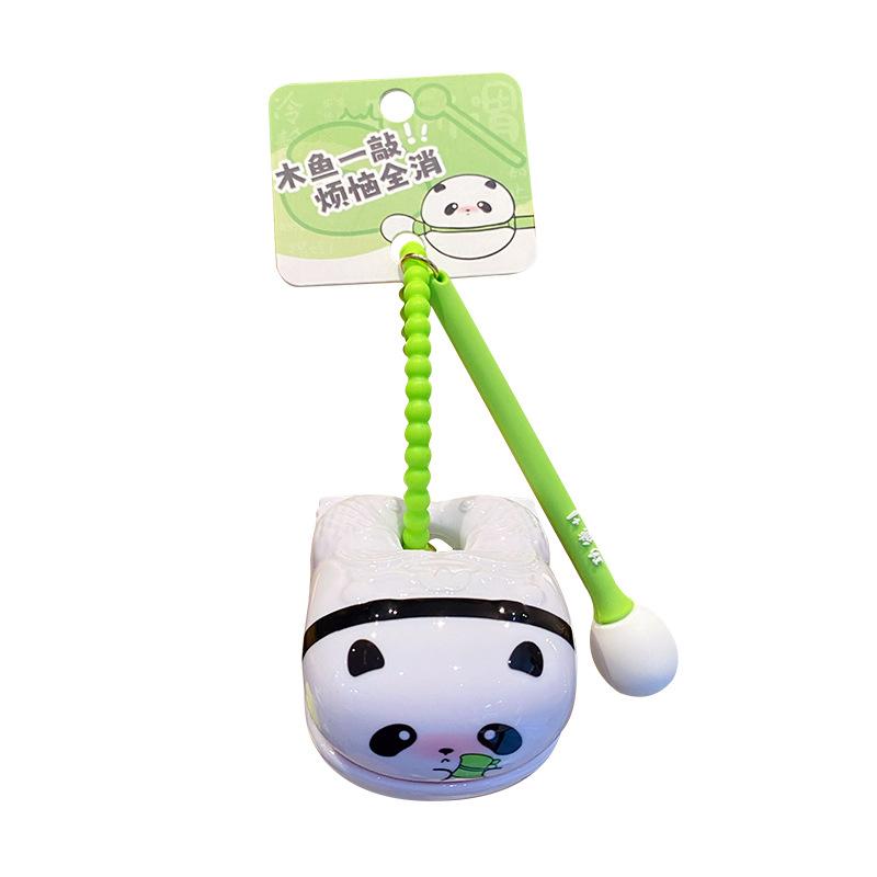 Original decompression wooden fish knocking emotional stability Buddhist keychain cute cute pet panda schoolbag pendant