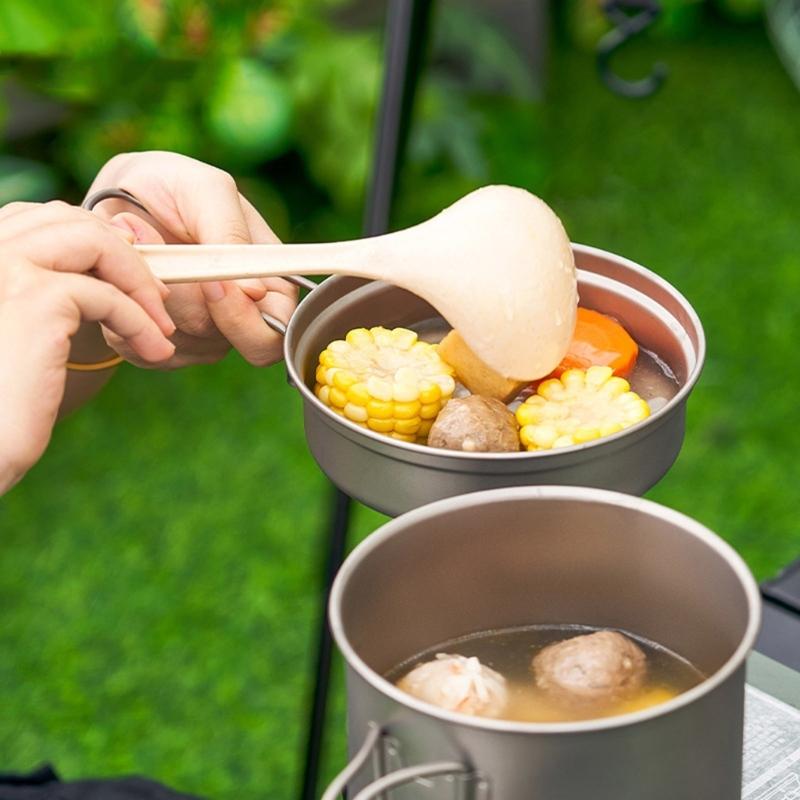Metal Camping Pots Outdoor Cooking Pots with Folding Handle Camping Cookware for Camping Hiking Picnic Travel
