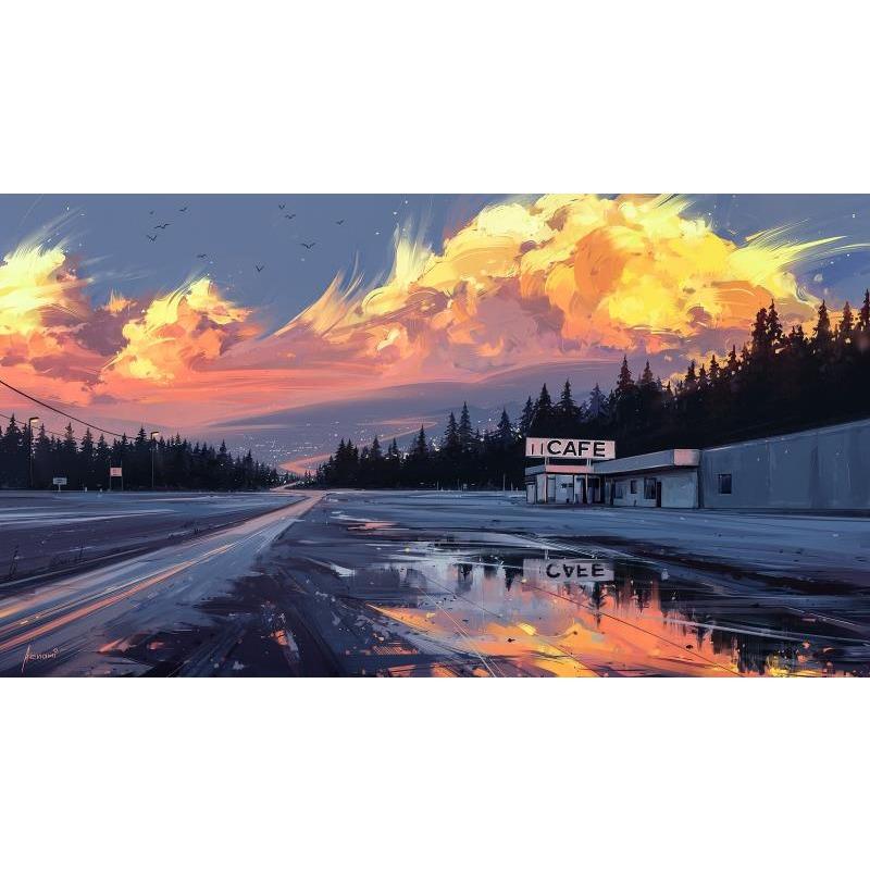 Cyberpunk Style Poster Sci-Fi Canvas Art Print Painting Neon Lights Night City Street Scenery Poster Prints Room Bedroom Decor