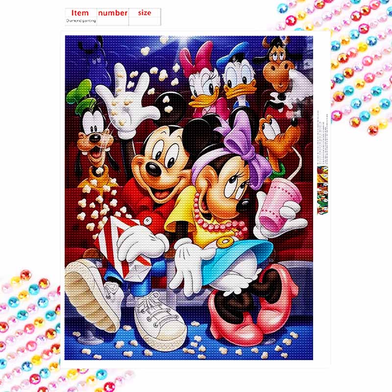 Disney DIY Diamond Painting 5d Mickey and Friends Movie Night Cross Stitch Diamond Living Room Bedroom Decoration Painting