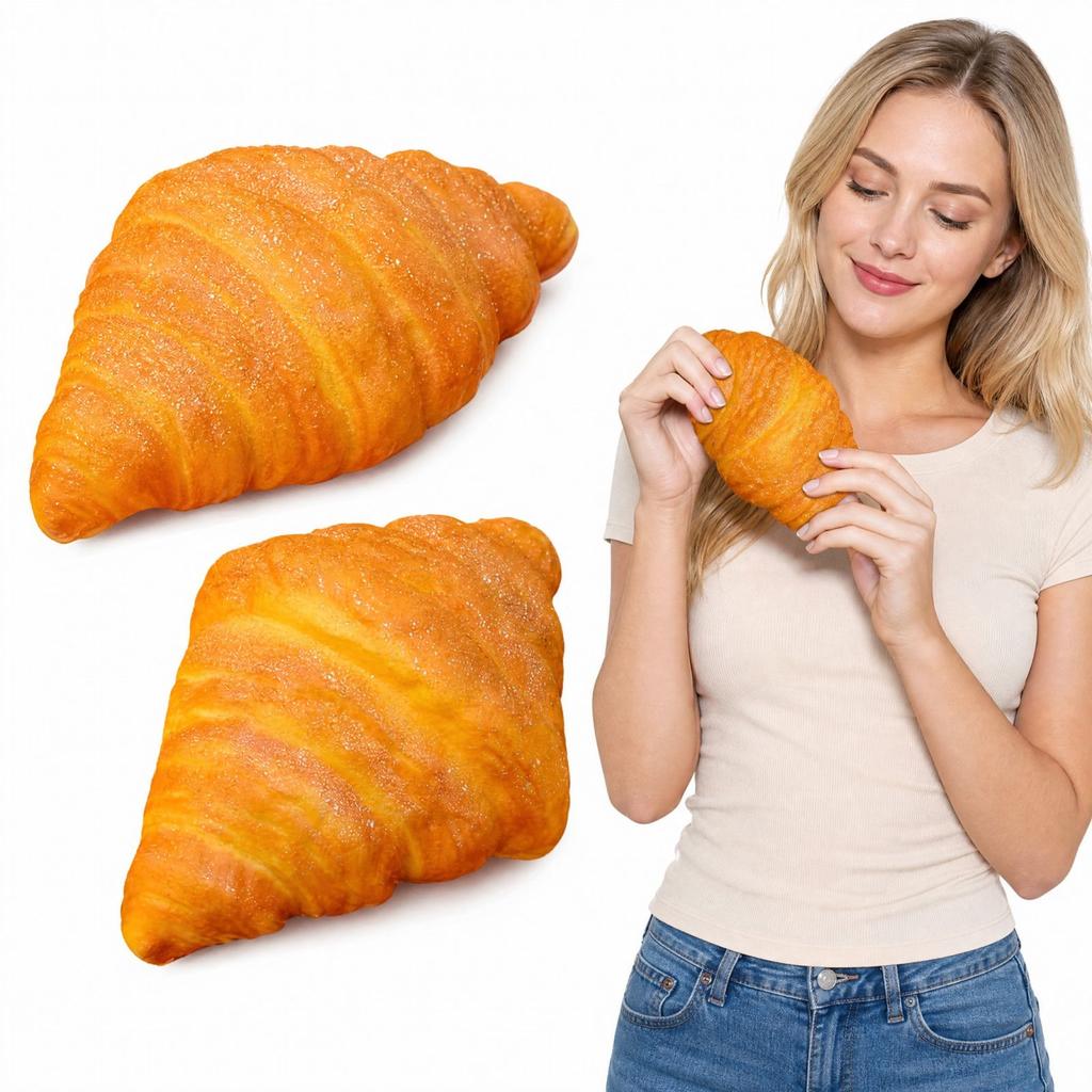 Realistisches Croissant-Spielzeug - Langsam aufgehendes weiches Stressball für Erwachsene und Kinder