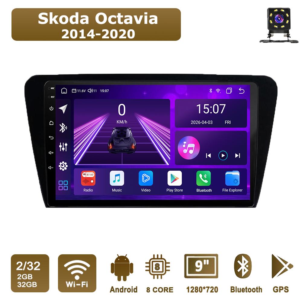 

Android Car-Play Car Radio For Skoda Octavia 2014-2020 Multimedia Player Head Unit Stereo GPS Navigation BT WIFI,8 CORE ,2+32GB чёрный