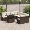 Ensemble de Sofa de Jardin vidaXL 9 Pièces avec Coussins Marron Rattan Poly, Sofa de Jardin 2 Places vidaXL avec Rangement 3357531