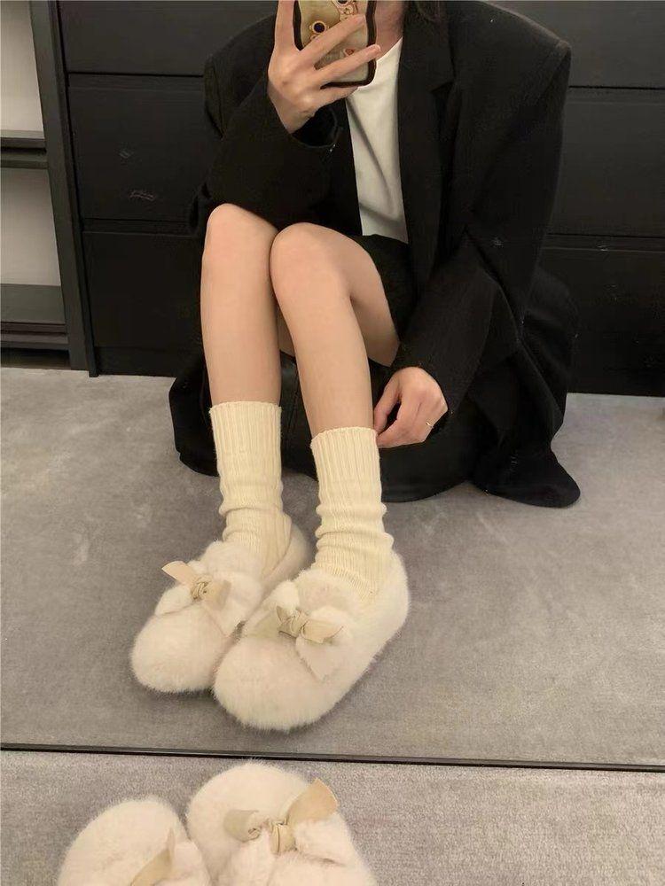 2025 Damen Fleecegefütterte Pelz Slipper Loafer - Feenstil Winterwärme