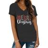Merry Christmas Leopard Plaid Print Women Tshirts Xmas Holidays Short Sleeve Vneck Tee Christmas Letter Classic Style Tshirts