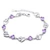 Double Heart Amethyst Bracelet Silver Plated Jewelry Elegant Wrist Accessory for Women