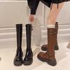 Internet Celebrity Boots Women's Knee Autumn Thick Heel Retro Knight Boots Western High Non-slip Boots Tide