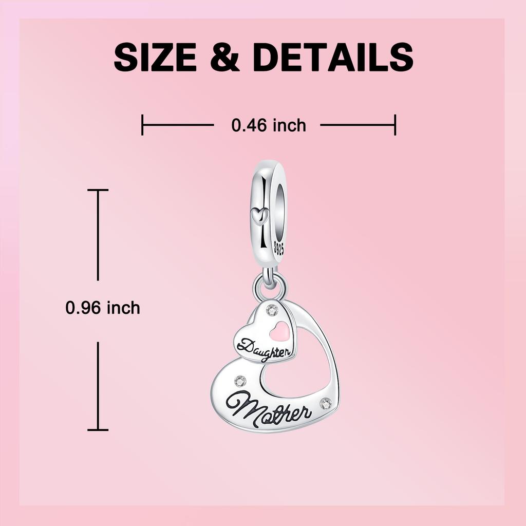 Copper Grandma Gift Double Love Pendant Charms Fit Original Bracelets Diy Birthday Jewelry Gift