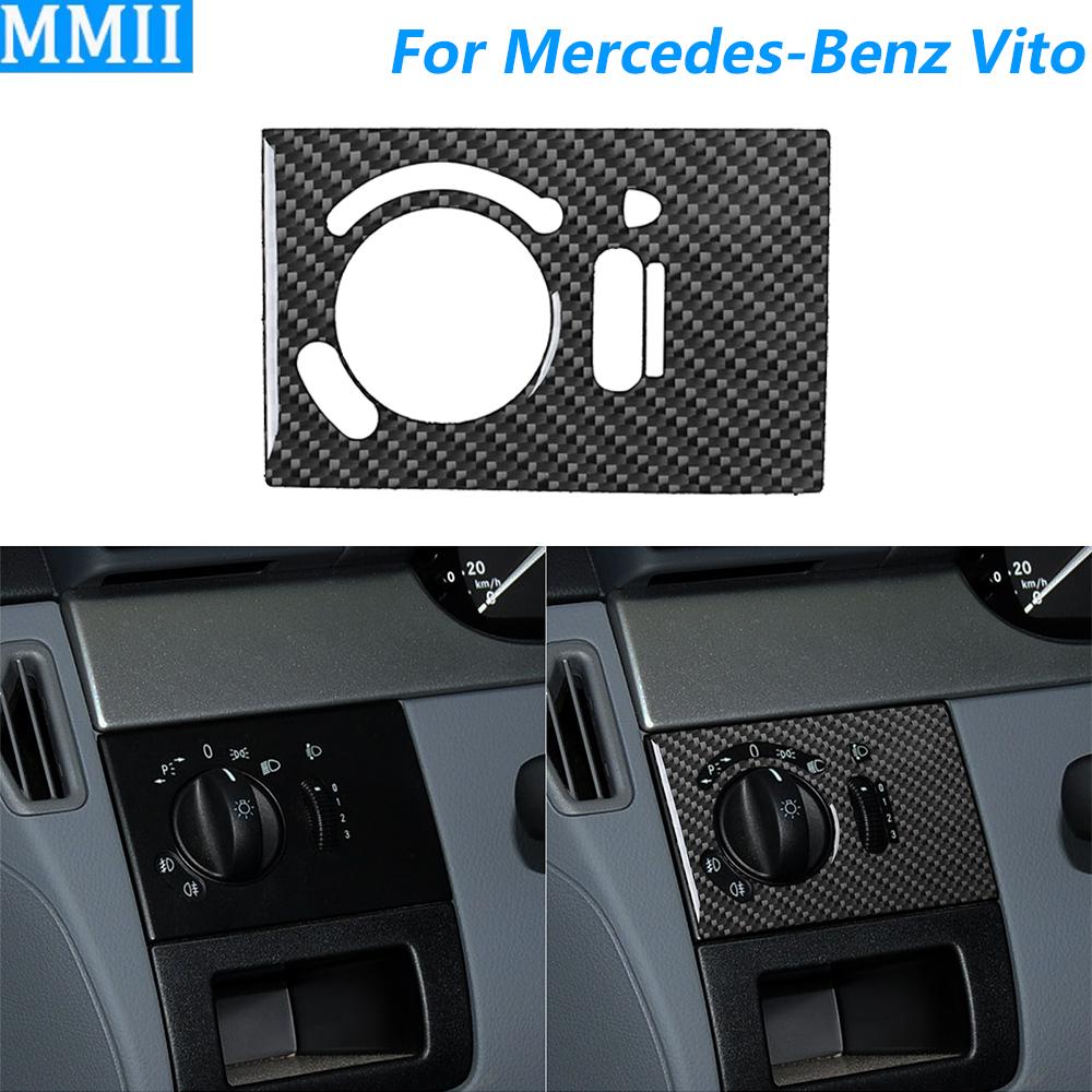 For Mercedes‑Benz Vito W639 2006-2014 Carbon Fiber Headlight Switch Control Panel Cover Trim Car Accessories Decoration Sticker