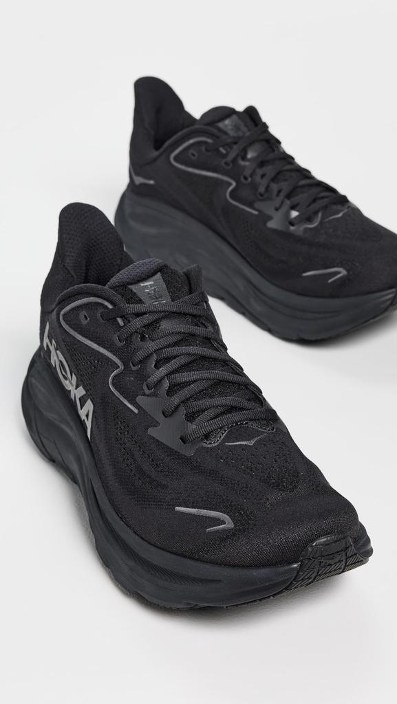 HOKA Clifton 10 Running Black Cushioned Sneakers Shoes, (1162030-BBLC), Men's, Walking, Road, Ultra-Lightweight, (Black/Size 25.5)