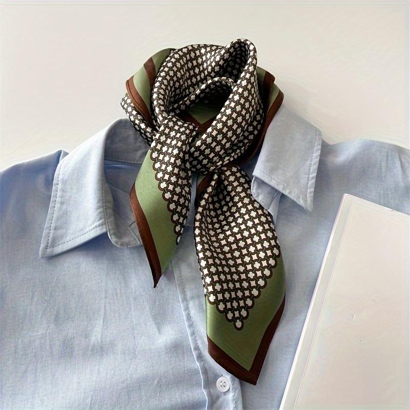 Round Ring Print Square Scarf Luxury Soft Satin Thin Breathable Neck Scarf Elegant Style Sunscreen Bandana For Women