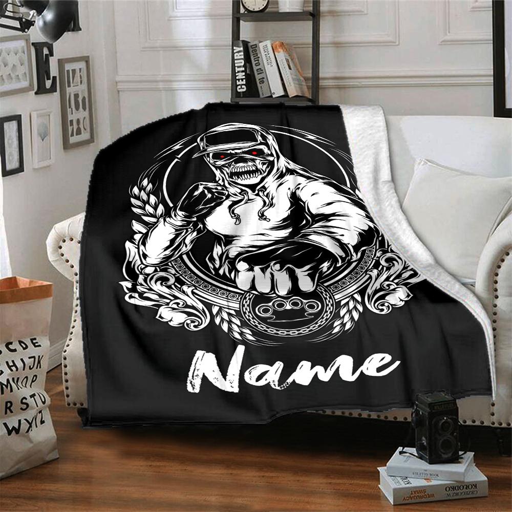 Custom Name Boxing Theme Printed Blanket - Perfect for Couch, Bed, Travel & Outdoor Use | Machine Washable, Cozy & Durable.
