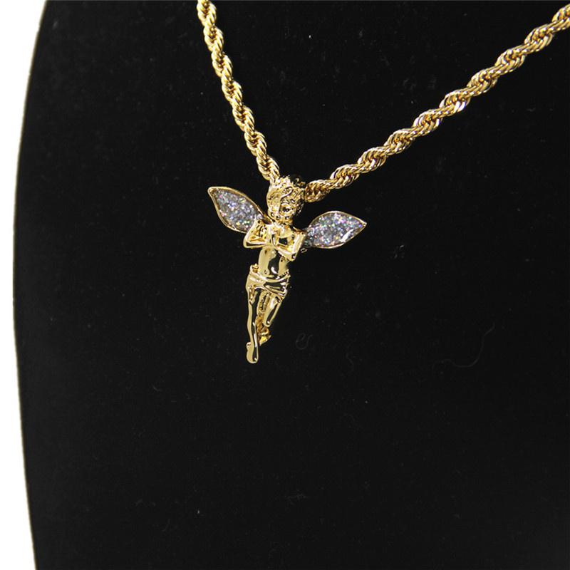 Fashion Jewelry Hip Hop Baby Angel Cherub Micro Pendant Cuban Link 1 Of 5