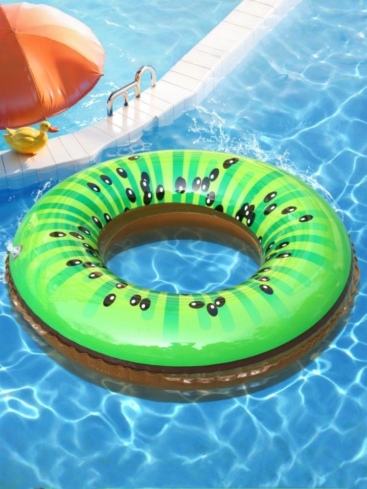 Fruit Pool Float, Watermelon Kiwi Orange Lemon Swim Ring, Beach Ball - Inflatable Tube Floating Water Toys