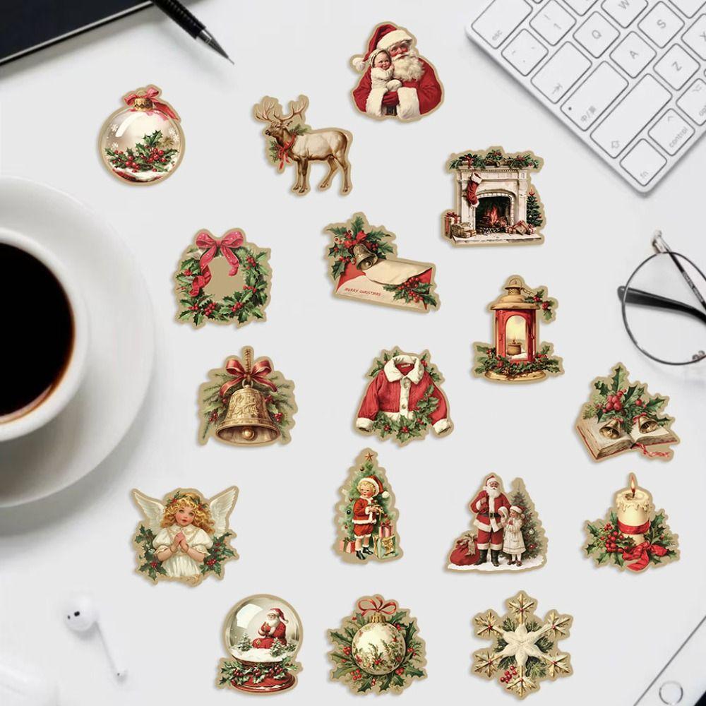 50PCS PVC Christmas Cartoon Stickers DIY Kids Sticker Toys New Santa Claus Sticker  Notebook