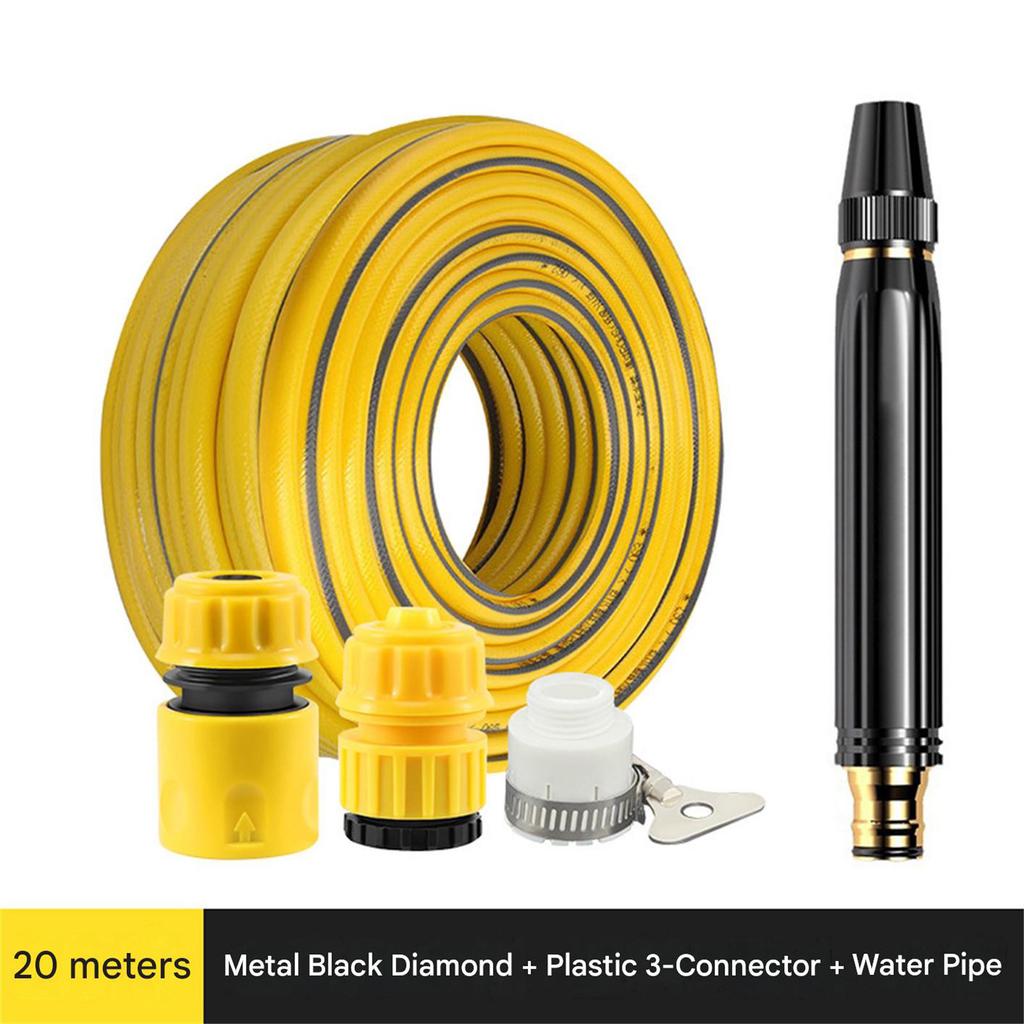Metal Water Spray Gun with Hose and 3 Connector Set for Outdoor Cleaning Gardening Car Washing Adjustable Nozzle Design