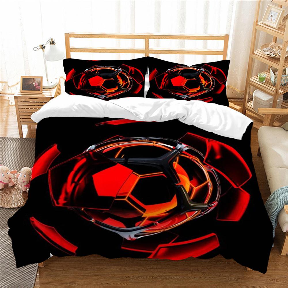 Hot Sell Fashion 3D Creative Bedding Suit Football Quilt Cover Luxury Bed Set Soccerl Home Bedroom Bed Decor Microfiber Soft Duvet Cover