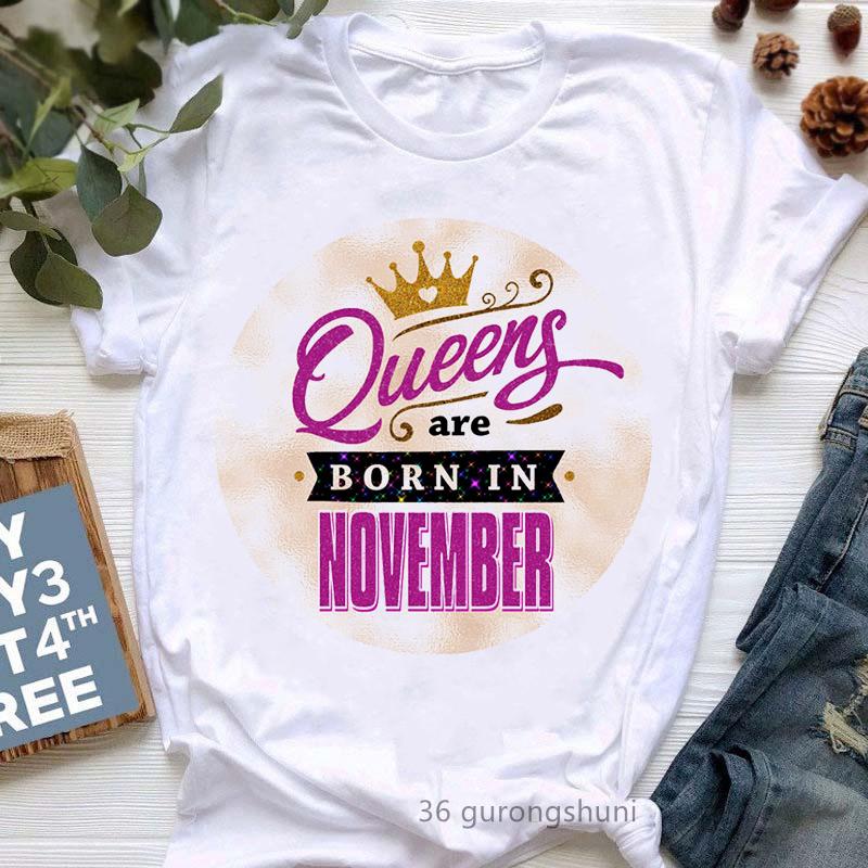 Queens Are Born In May/June Graphic Print T-Shirt Girls/Women Golden Crown Tshirt Femme Summer Fashion Tops Tee Shirt Female