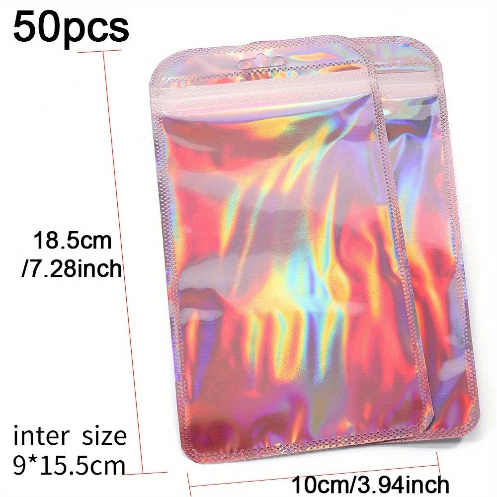 Laser Rainbow Self Sealing Bag Reusable Sealed Zipper Lock Packaging Bag Earrings Necklaces Hair Accessories Wrapping Pouch Product Storage Sack