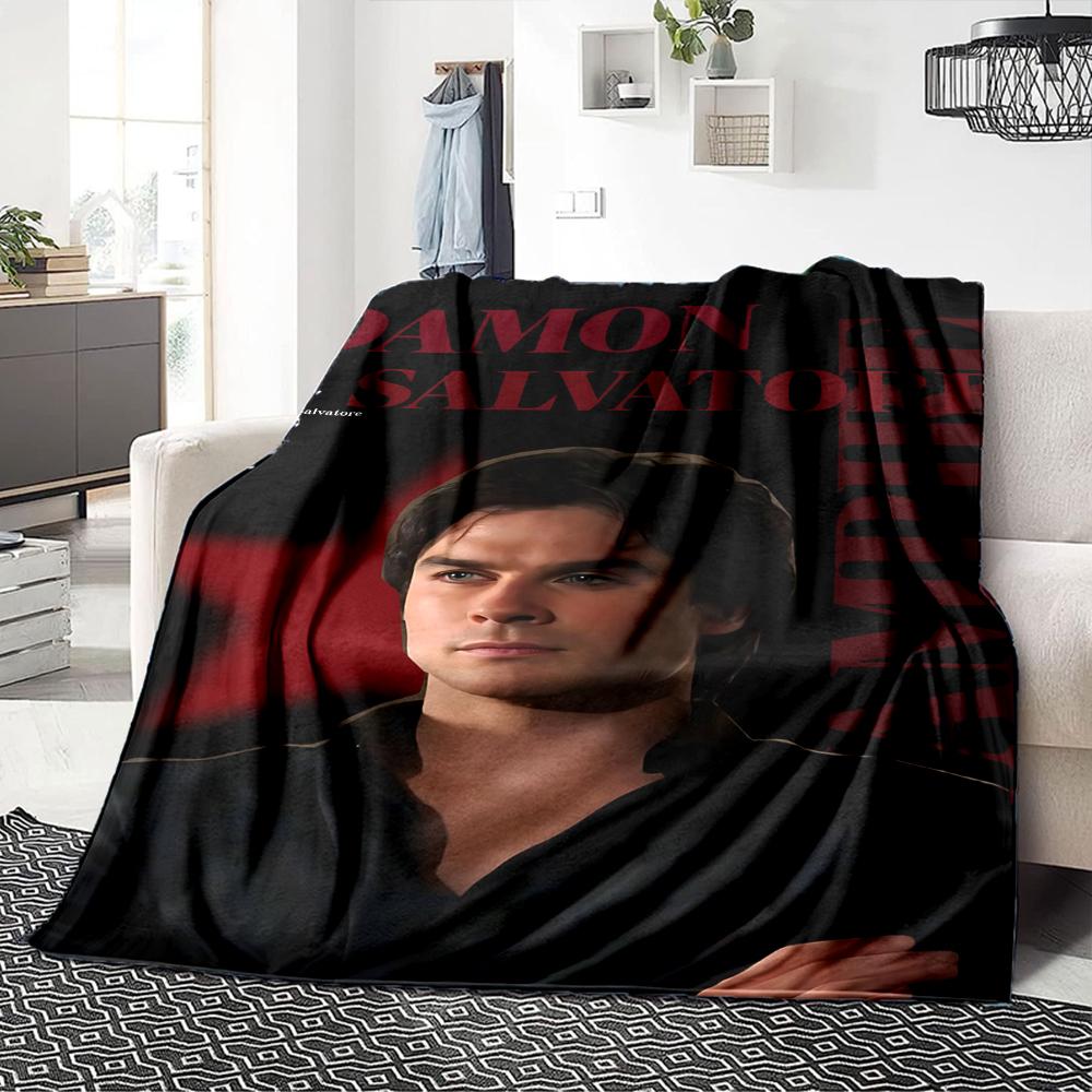 Damon Salvatore Vampir Decke Weiche Wohndecke für Zuhause Schlafzimmer Bett Sofa Reise Büro Einfarbige Weihnachtsdecke