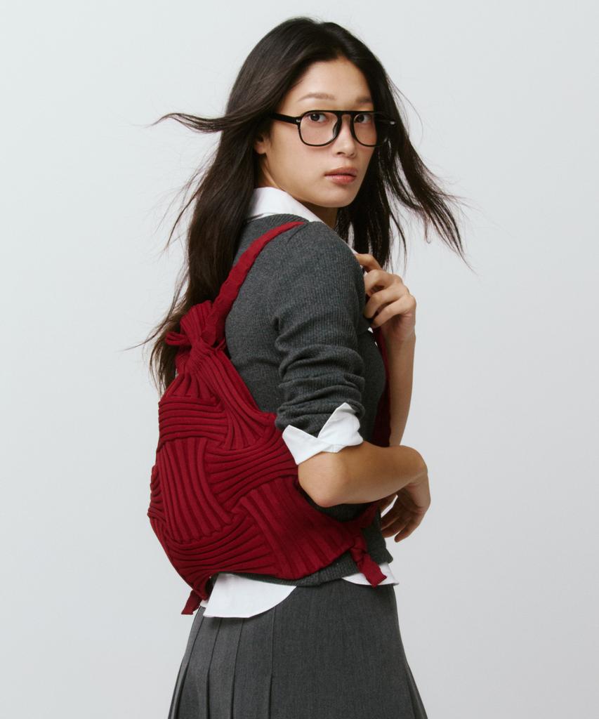 Pleatsmama New Bow Backpack Burgundy