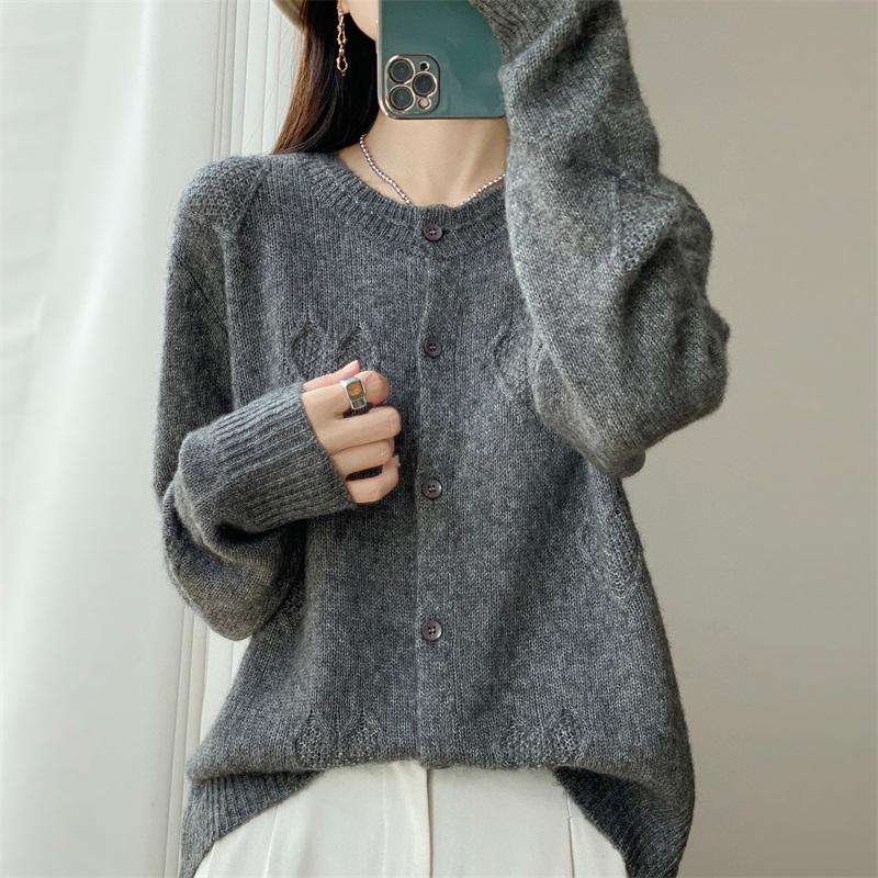 QingHe Cashmere Women's 30% Cashmere Cardigan - Soft & Warm Wool Blend Sweater