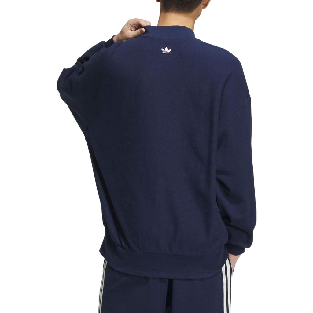 Adidas Originals X Notitle Co-Branded Series FW23 Solid Color Button-Open Collar Sweatshirt Unisex Tops Blue IN1089