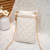 Women's bag, new rhombus embroidered mobile phone bag chain, small square bag, one shoulder messenger women's bag.