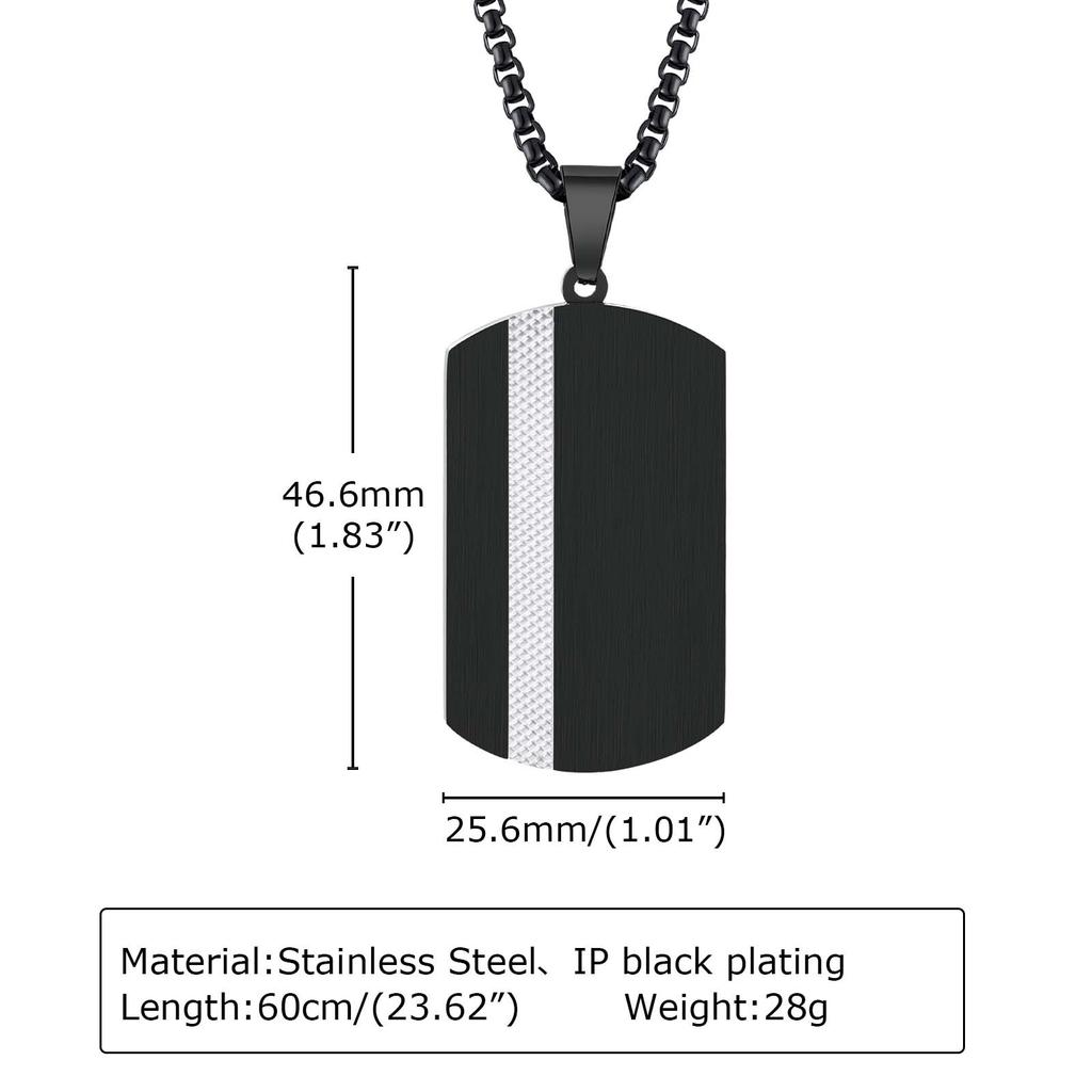 Man Necklace Stainless Steel Jewelry Zircon Inlay Geometric Pendant Black Anti Rust Boyfriend Father Valentine Day Birthday Gift