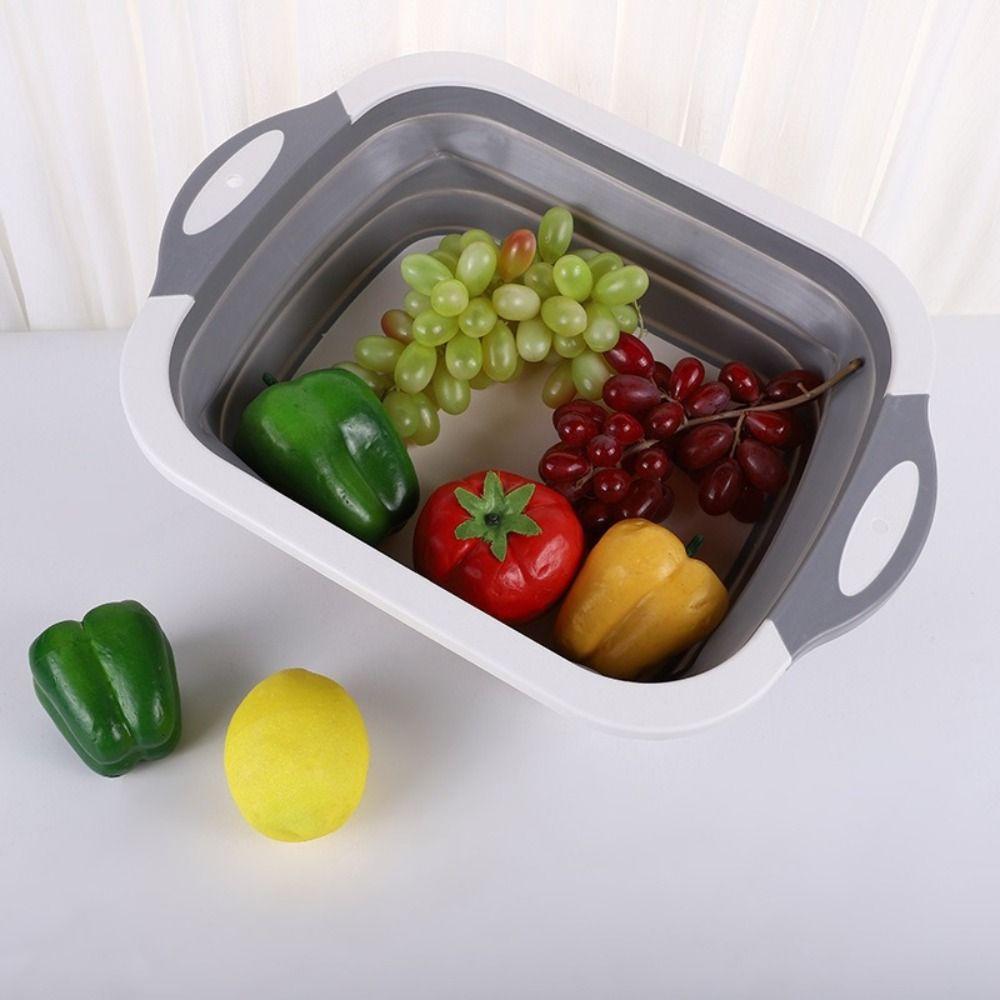 3 In 1 Folding Cutting Board Anti-slip Kitchen Chopping Block Collapsible Vegetable Basin  Picnic