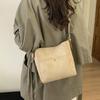 Suede Shoulder Bag with Front Pocket Large Capacity Fashion Everyday Bag